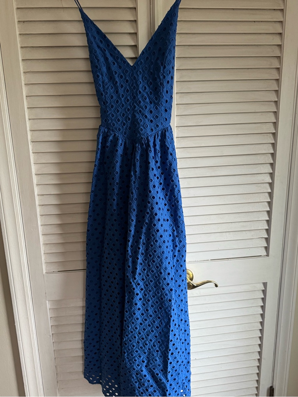 H&M Royal Blue Eyelet Maxi Dress with V-Neck